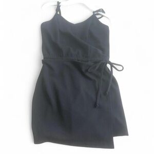 Macy’s Elegant Black Romper Wrap Dress S